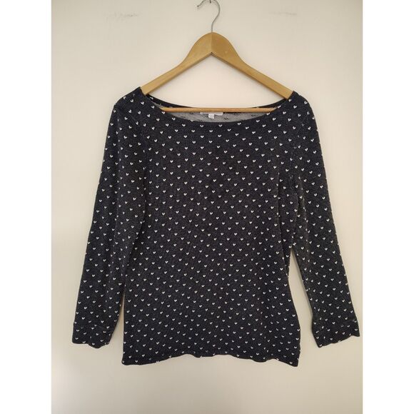 Talbots Tops - Talbots Hello Saturday! Heart Print Preppy Knit Top Women’s M Navy White